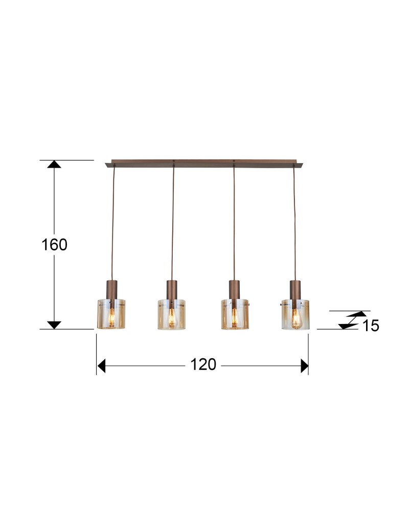 I3-VENIZE- LAMPARA 4L COBRE-AMBAR